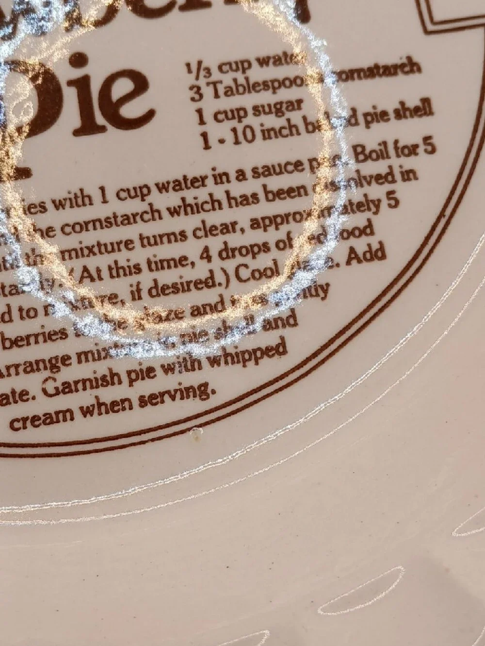 Vintage Strawberry Pie Plate w/Recipe Royal China Jeannette USA